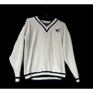 Vintage Oak Harbor Yacht Club V Neck Ribbed Sweater White Men's Size Medium